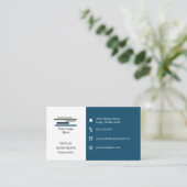 Carte De Visite Bleu Deux Tons Blanc Votre Logo Icônes Un Côté (Debout devant)