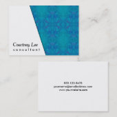 Carte De Visite Bleu diagonal et kaléïdoscopique blanc, vert, (Devant / Derrière)