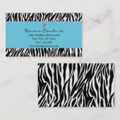 Carte De Visite bleu d'impression de zèbre avec le diamant en (Devant / Derrière)