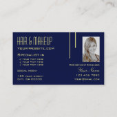 Carte De Visite Bleu d'indigo foncé avec monogramme et photo (Dos)