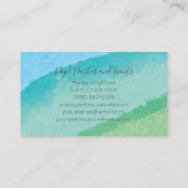 Carte De Visite Bleu d'océan et aquarelle moderne verte (Dos)