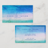 Carte De Visite Bleu d'océan patiné d'Ombre et professionnel vert (Devant / Derrière)