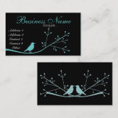 Carte de visite bleu d'oiseau de boutique chic (Devant / Derrière)