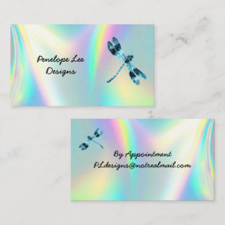 Carte De Visite Bleu Dragonfly Minimaliste Classic Opalescent