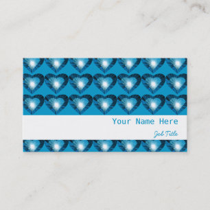 Carte De Visite Bleu du coeur 'coeurs' blanc rayé bleu
