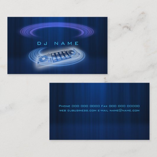 Carte De Visite Bleu du DJ (Devant / Derrière)