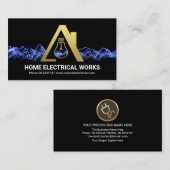 Carte De Visite Bleu éclairs or bulbe Accueil (Devant / Derrière)