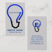Carte De Visite Bleu electical d'ampoule de services d'électricien (Devant / Derrière)