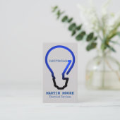 Carte De Visite Bleu electical d'ampoule de services d'électricien (Debout devant)