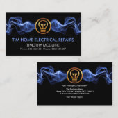 Carte De Visite Bleu Électricien d'éclair Vague (Devant / Derrière)