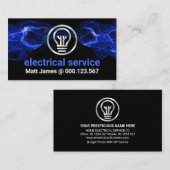 Carte De Visite Bleu Électrique Éclair Argent (Devant / Derrière)
