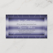 Carte De Visite Bleu élégant avec diamants étincelants et monogram (Dos)