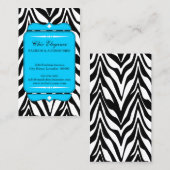 Carte De Visite Bleu élégant d'Aqua d'impression de zèbre (Devant / Derrière)