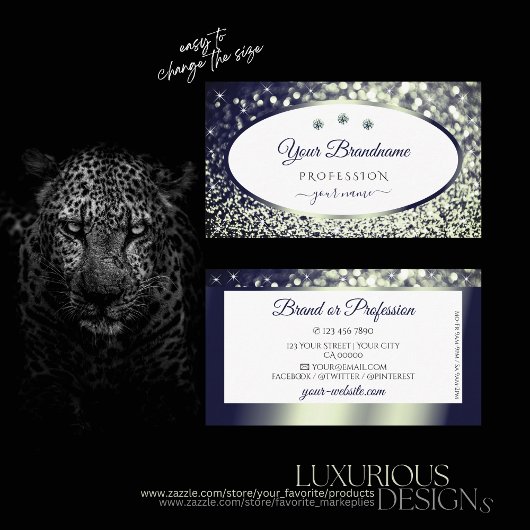 Carte De Visite Bleu élégant Parties scintillant d'étincelle en ar