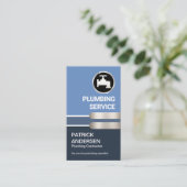 Carte De Visite Bleu élégant Tab en Argent (Debout devant)