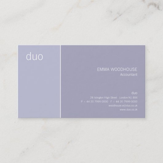 Carte De Visite Bleu en acier léger de duo (Devant)