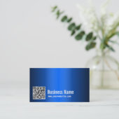 Carte de visite bleu en métal de code moderne de (Debout devant)