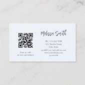 Carte De Visite Bleu encre aquarelle Or Agate Scan QR Code (Dos)