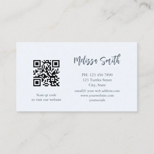 Carte De Visite Bleu encre aquarelle Or Agate Scan QR Code (Dos)