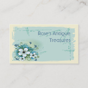 Carte De Visite Bleu Estival Floral & Papillons Féminin