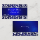 Carte De Visite Bleu et argent élégant (Devant / Derrière)