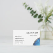 Carte De Visite Bleu et blanc chic moderne (Debout devant)