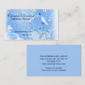 Carte de visite bleu et blanc élégant de Flourish (Devant / Derrière)
