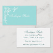 Carte De Visite Bleu et blanc élégant Floral (Devant / Derrière)