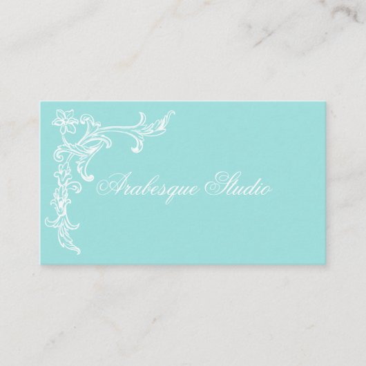 Carte De Visite Bleu et blanc élégant Floral (Devant)