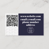 Carte de visite bleu et blanc Qr Code (Dos)