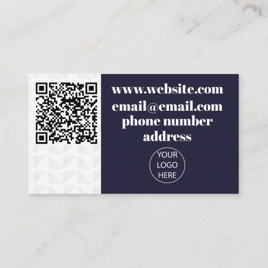 Carte de visite bleu et blanc Qr Code (Dos)