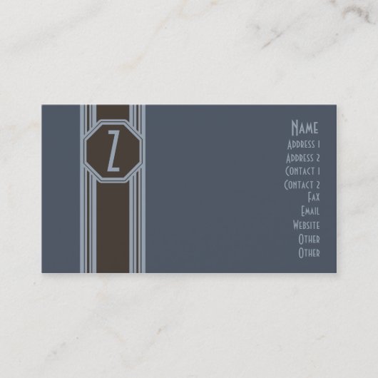 Carte de visite bleu et Brown simple (Devant)