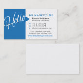 Carte de visite bleu et de blanc bonjour de la (Devant / Derrière)