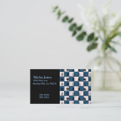 Carte De Visite Bleu et échiquier et morceaux marbrés par blanc (Debout devant)