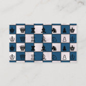 Carte De Visite Bleu et échiquier et morceaux marbrés par blanc (Dos)