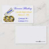 Carte de visite bleu et jaune de pom-pom girl (Devant / Derrière)