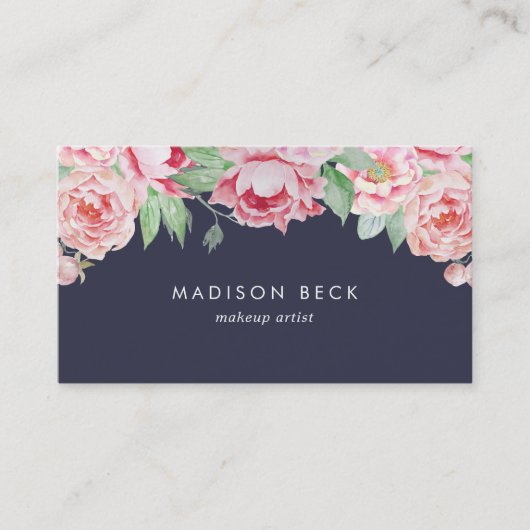 Carte De Visite Bleu et marine Peony (Devant)
