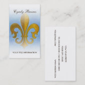 Carte de visite bleu et or Fleur de Lis (Devant / Derrière)