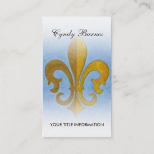 Carte de visite bleu et or Fleur de Lis