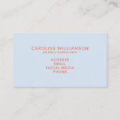 Carte De Visite Bleu et Orange Rétro Typographie Créatif Moderne (Dos)