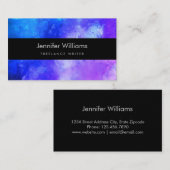 Carte de visite bleu et pourpre d'aquarelle (Devant / Derrière)