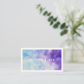 Carte de visite bleu et pourpre d'aquarelle (Debout devant)