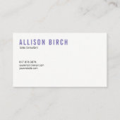 Carte de visite bleu et pourpre d'aquarelle (Dos)