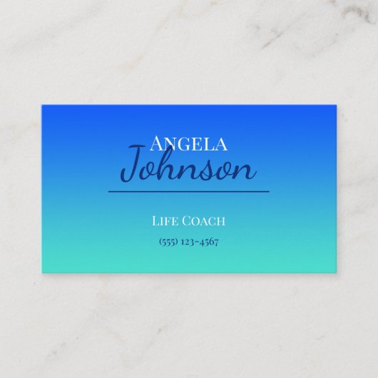 Carte De Visite Bleu et turquoise ombré (Devant)
