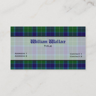 Carte de visite bleu et vert de coutume de plaid