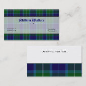 Carte de visite bleu et vert de coutume de plaid (Devant / Derrière)
