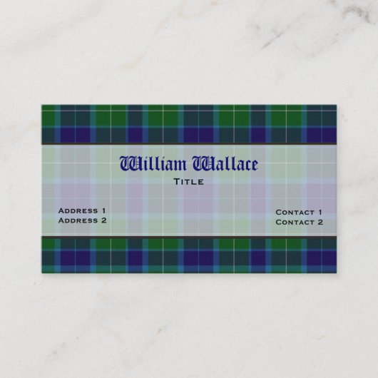 Carte de visite bleu et vert de coutume de plaid (Devant)