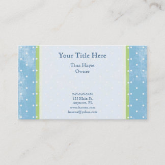 Carte de visite bleu et vert de Polkadot