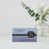 Carte De Visite Bleu Executive Brosse Acier Monogramme (Debout devant)