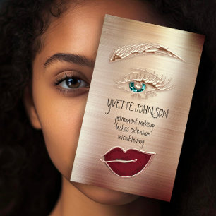 Carte De Visite Bleu Eyelash Brow Maquillage Logo QR Code Lip Rose